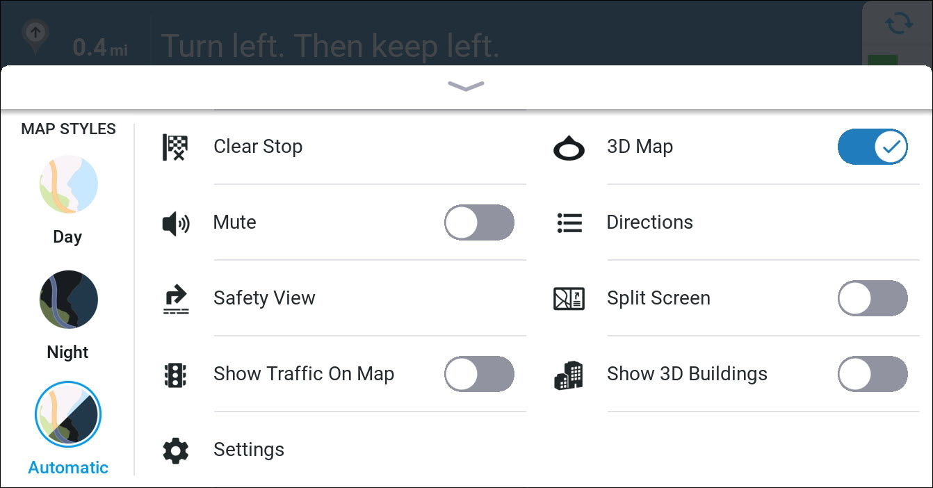 Options menu