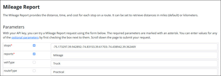 Select parameters
