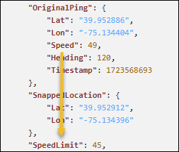 Speed data in json format