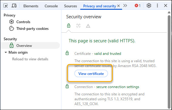 View certificate